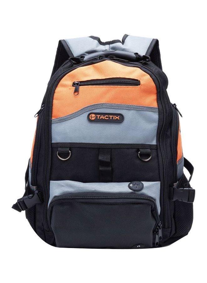 Tactix Tools Backpack - 18 pockets, Padded Shoulder straps, Stylish Black, Grey and Orange Design, Convenient for Easy Transport, Dimensions: 47 x 35 x 28 cm- 323147 black/grey/orange