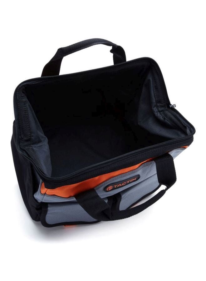 Tactix 12 Inch Gate Mouth Tool Bag - Ideal for Hand Tools and Small Items, Features Multiple Compartments for Maximum Organization and Quick Access, Perfect for Home, Garage and Job Site- 323145 Grey/Black/Orange 30.48x25.4x28cm