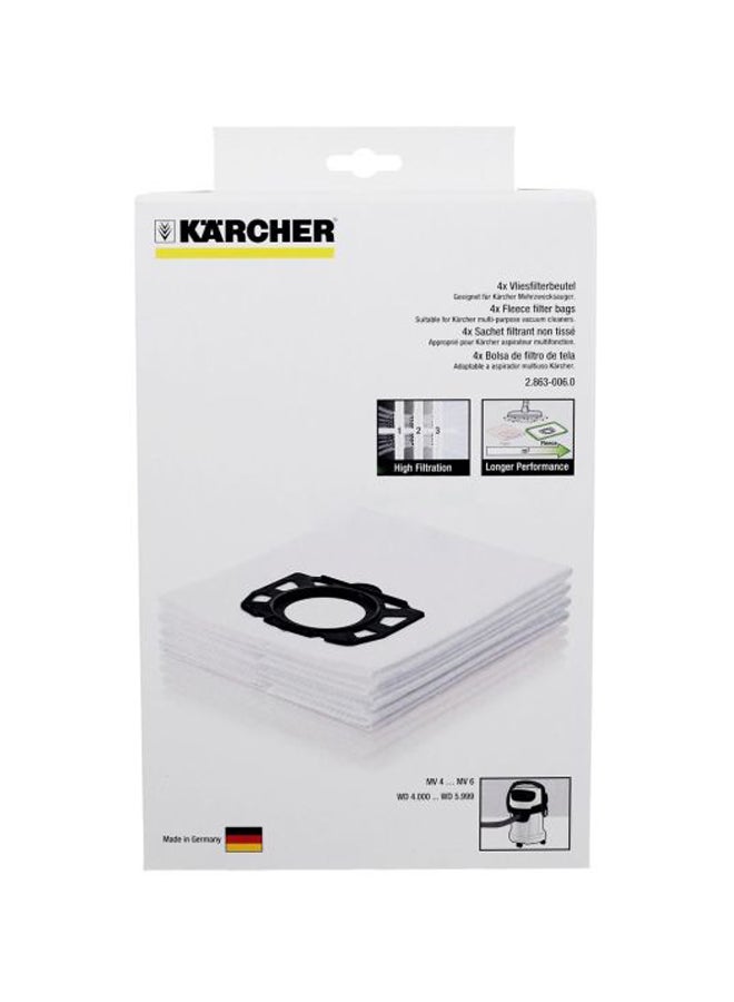 4-Piece Filter Fleece Bags Set White/Black 31x20.6x7.6cm