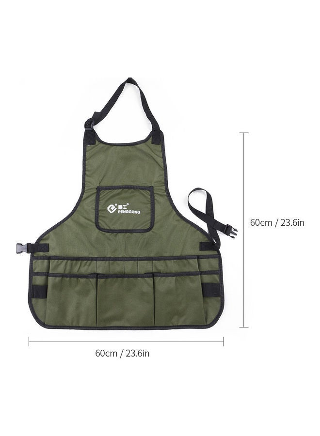 Waterproof Canvas Gardening Tool Apron Tools Bag with Pockets Dark green 22 x 4 x 16cm