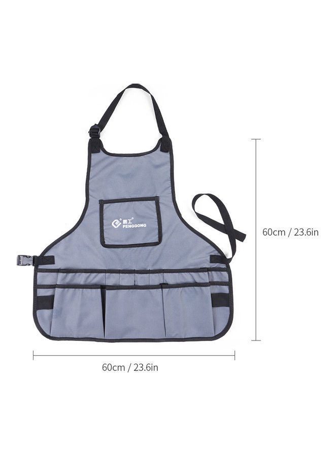 Waterproof Canvas Gardening Tool Apron Tools Bag with Pockets Grey 22 x 4 x 16cm