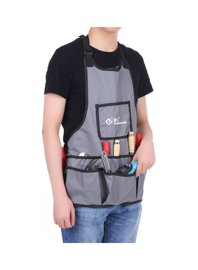 Waterproof Canvas Gardening Tool Apron Tools Bag with Pockets Grey 22 x 4 x 16cm