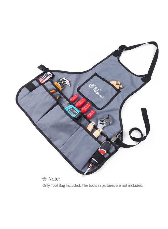 Waterproof Canvas Gardening Tool Apron Tools Bag with Pockets Grey 22 x 4 x 16cm