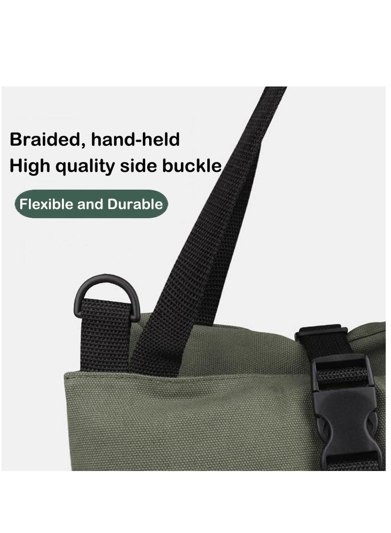 Roll Up Tool Bag Multi-Purpose Canvas Tool Roll Canvas Roll Up Pouch with 5 Zipper Pockets Wrench Roll Pouch