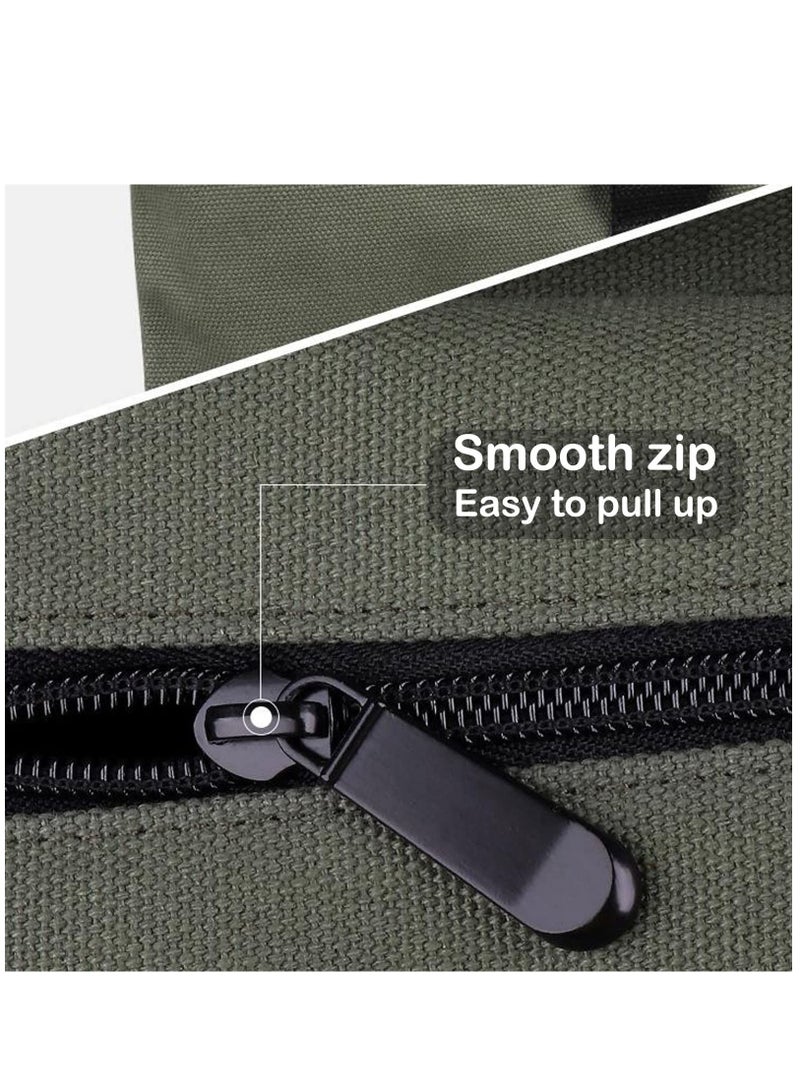 Roll Up Tool Bag Multi-Purpose Canvas Tool Roll Canvas Roll Up Pouch with 5 Zipper Pockets Wrench Roll Pouch