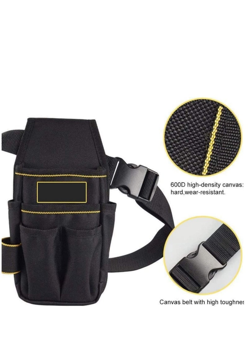 Tool Waist Multi-function Pocket, Canvas Bag Adjustable Nylon Belt Heavy, Duty Professional Work Pouch for Electricians Technician, Screwdriver Pliers Wrench Hammer