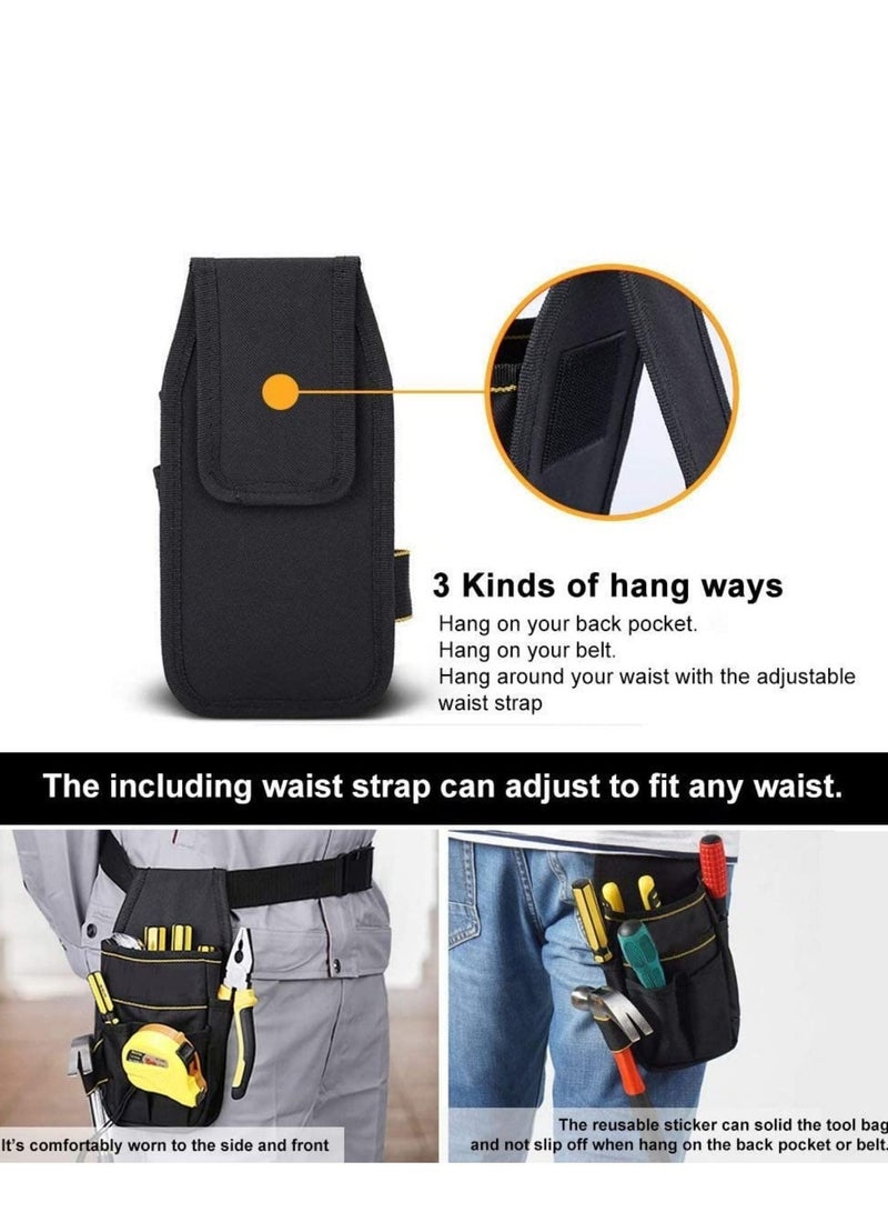 Tool Waist Multi-function Pocket, Canvas Bag Adjustable Nylon Belt Heavy, Duty Professional Work Pouch for Electricians Technician, Screwdriver Pliers Wrench Hammer