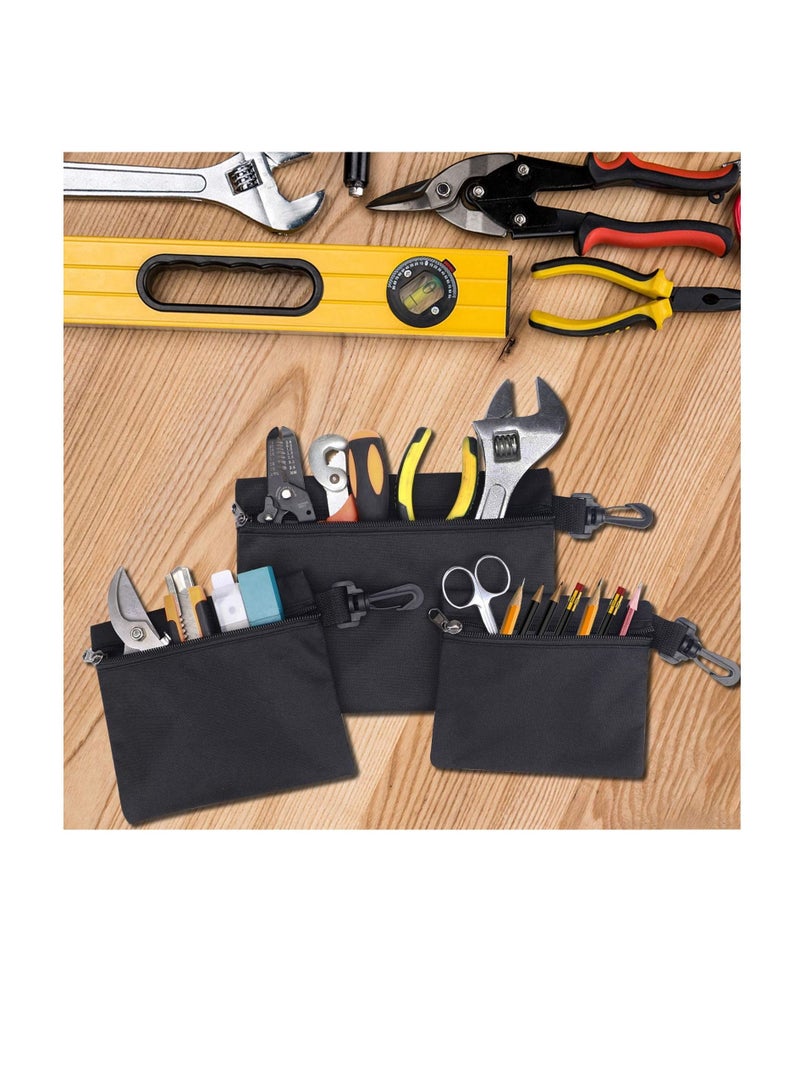 Tool Bags Canvas, Small or Heavy Duty Tool Organizer, Small Parts Tool Organizer Bag, Small Tool Bags with Zipper & Carabiner Clip, Tool Pouches For Men/Car/Motorcycle