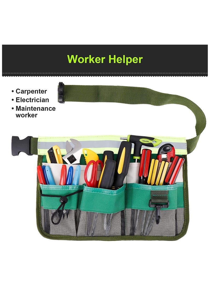 1-Pack Tool Pouch with Adjustable Belts, Waterproof Toolbelt for MenWomen, Small Tool Belt Bags with Loops for Hammer, 7-Pocket Gardening Tools Belt Bags Garden Waist Bag Hanging Pouch - Green