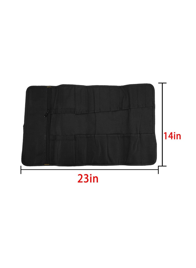 13 Pockets Tool Roll Wrench Roll Pouch, Tarp Wrench Roll Organizer, Portable Tool Pouch for Electrician, Plumber, Carpenter, or Mechanic