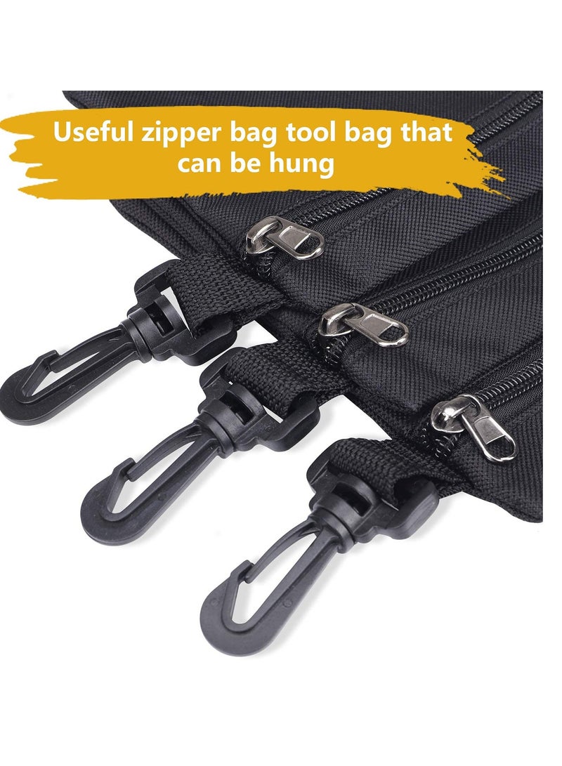 Tool Bags Canvas, Small or Heavy Duty Tool Organizer, Small Parts Tool Organizer Bag, Small Tool Bags with Zipper & Carabiner Clip, Tool Pouches For Men/Car/Motorcycle
