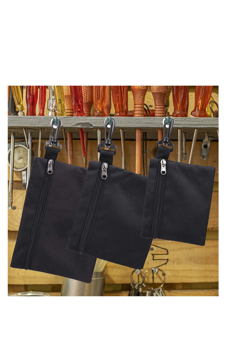 Tool Bags Canvas, Small or Heavy Duty Tool Organizer, Small Parts Tool Organizer Bag, Small Tool Bags with Zipper & Carabiner Clip, Tool Pouches For Men/Car/Motorcycle