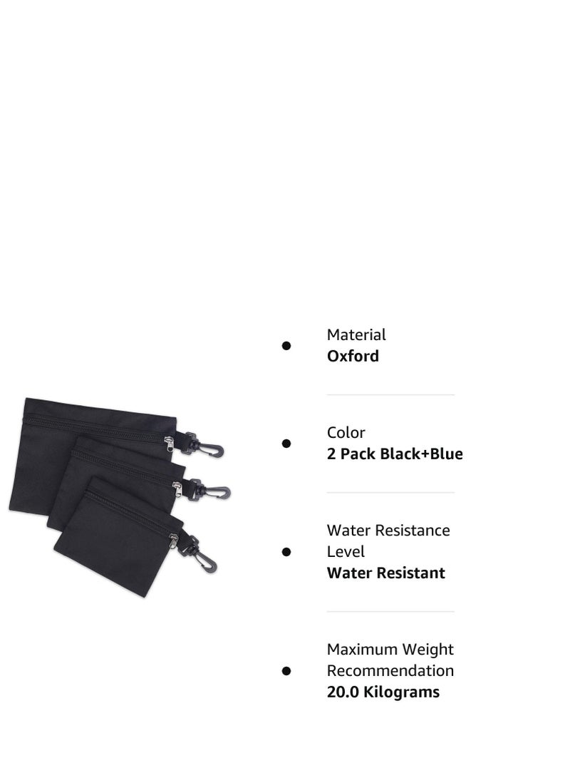Tool Bags Canvas, Small or Heavy Duty Tool Organizer, Small Parts Tool Organizer Bag, Small Tool Bags with Zipper & Carabiner Clip, Tool Pouches For Men/Car/Motorcycle