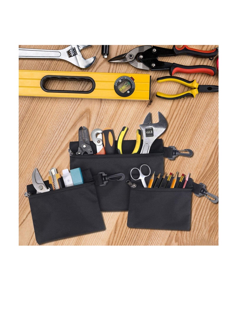 Tool Bags Canvas, Small or Heavy Duty Tool Organizer, Small Parts Tool Organizer Bag, Small Tool Bags with Zipper & Carabiner Clip, Tool Pouches For Men/Car/Motorcycle