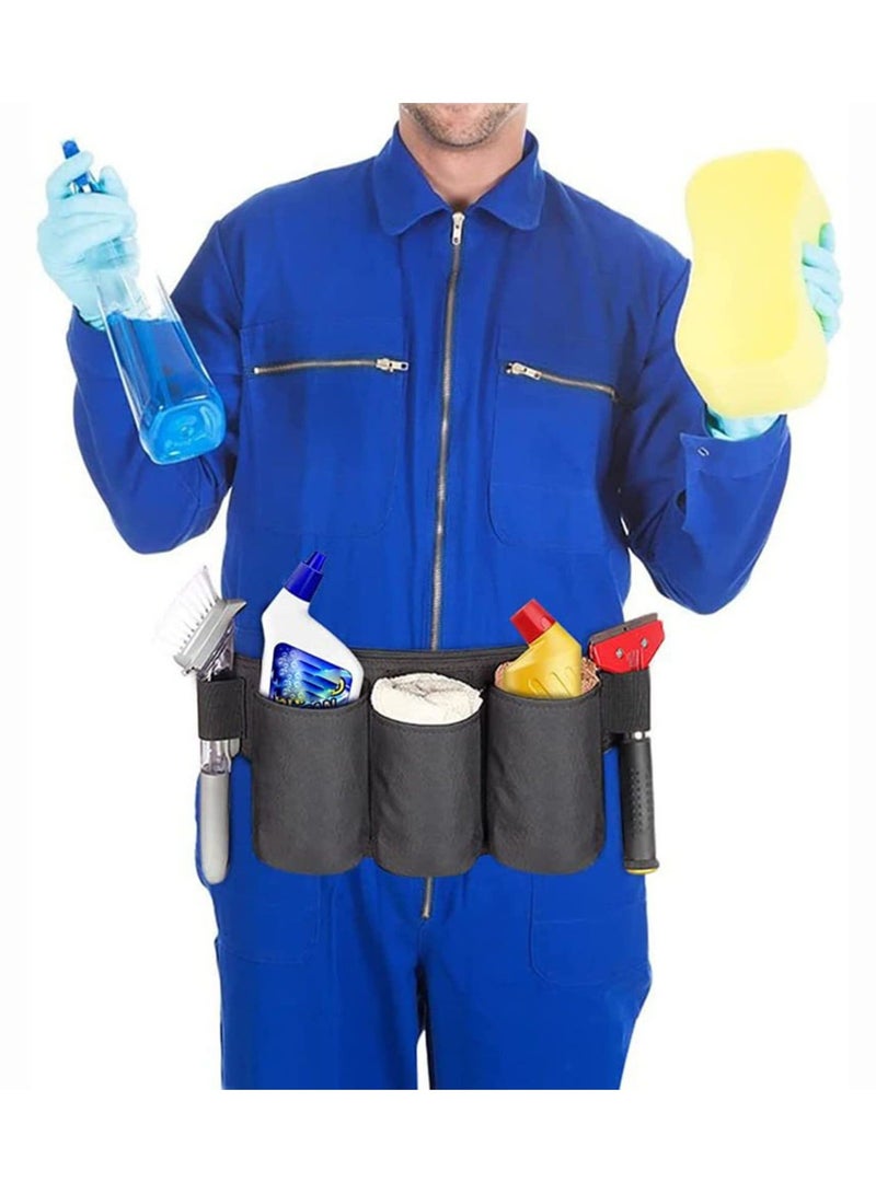 Waist Tools Bag Adjustable Tool Pouch with Tightness Zipper Seal Buckle Design for Holding Various Cleaning or Gardening Tools Waterproof Oxford Cloth Cleaner's Bag