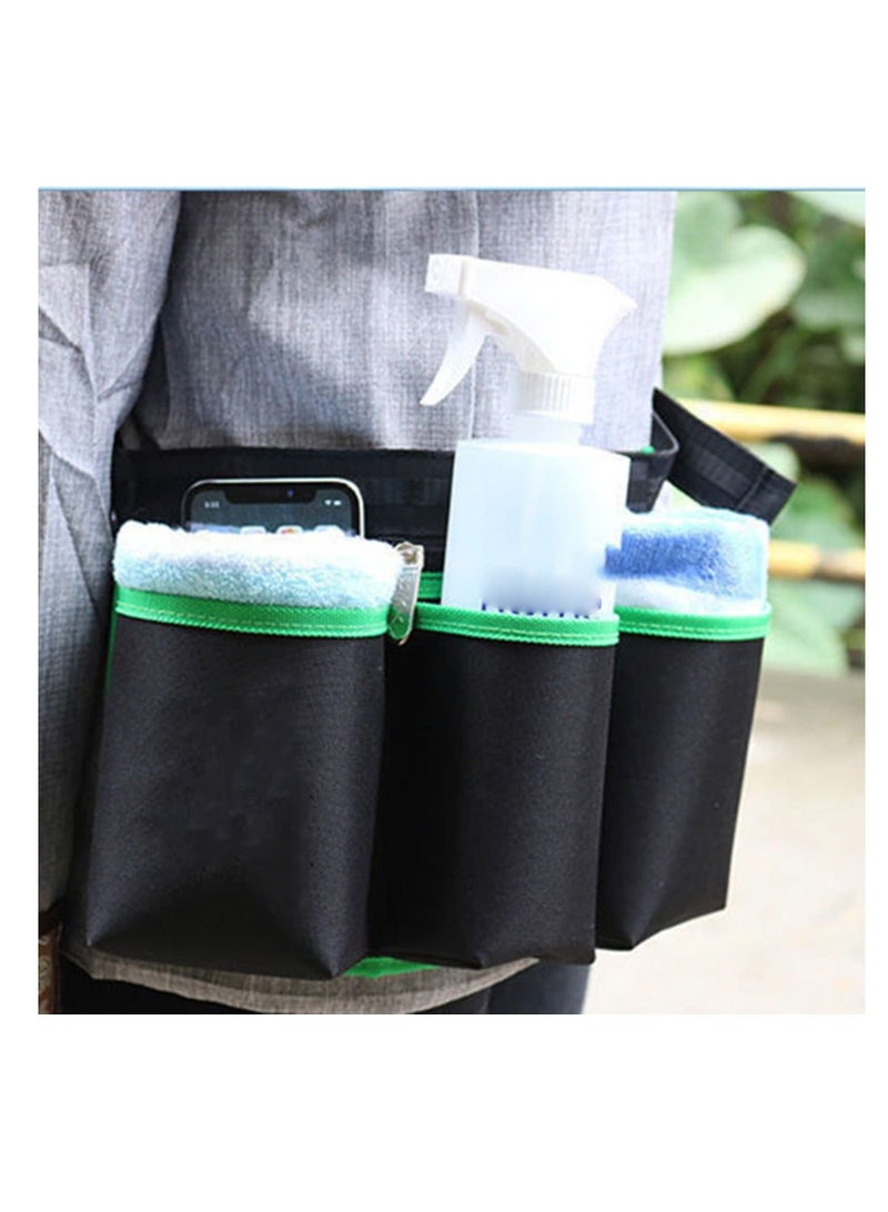 Waist Tools Bag Adjustable Tool Pouch with Tightness Zipper Seal Buckle Design for Holding Various Cleaning or Gardening Tools Waterproof Oxford Cloth Cleaner's Bag