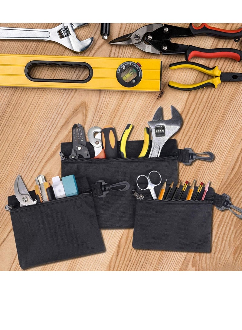 Canvas Bag, Small Parts Tool Organizer with Carabiner, Zip Mini Multipurpose Storage Organizer, Men's Auto Motorcycle Bag (3 Pack)