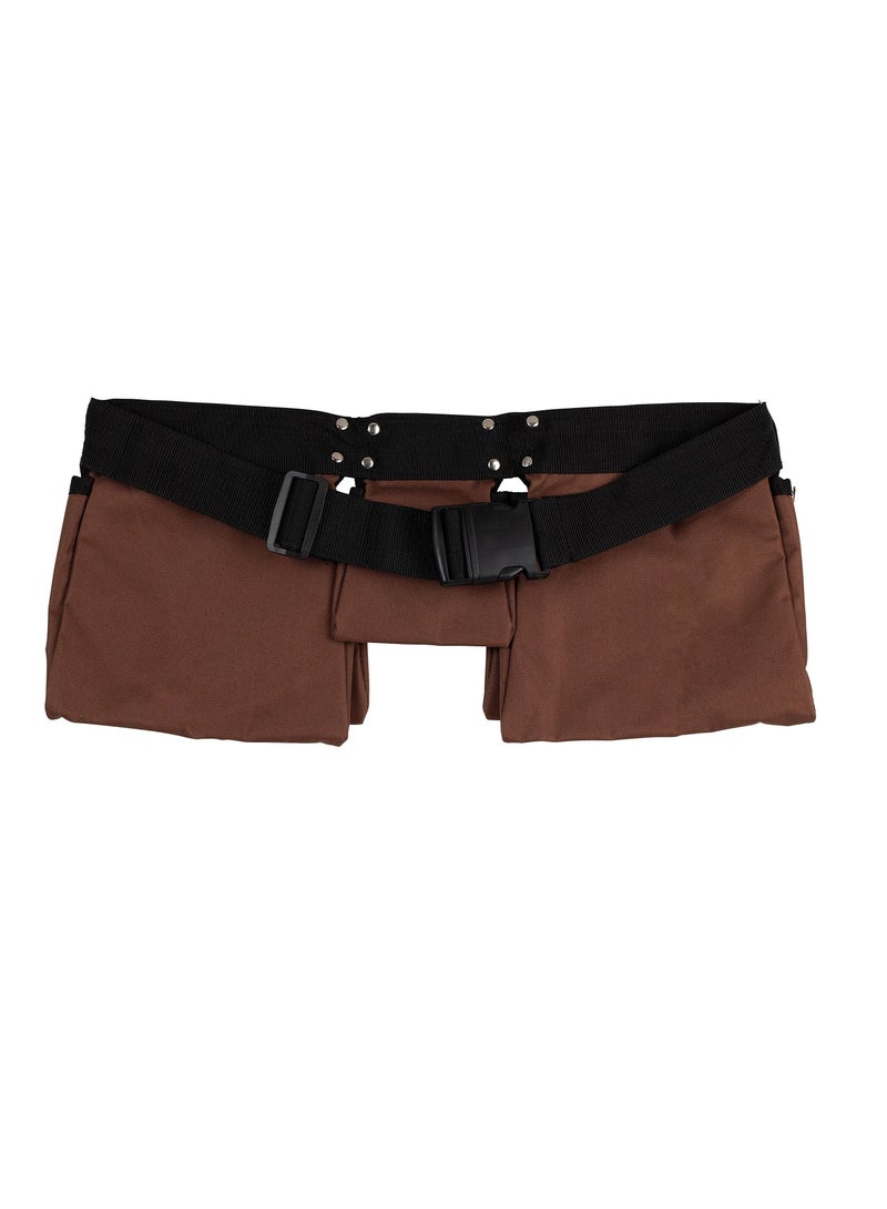 Tool Belt,11 Pocket Brown and Black Heavy Duty Construction Belt, with Poly Web Belt Quick Release Buckle Adjustable Pouch for Electrician,Carpenter,Construction