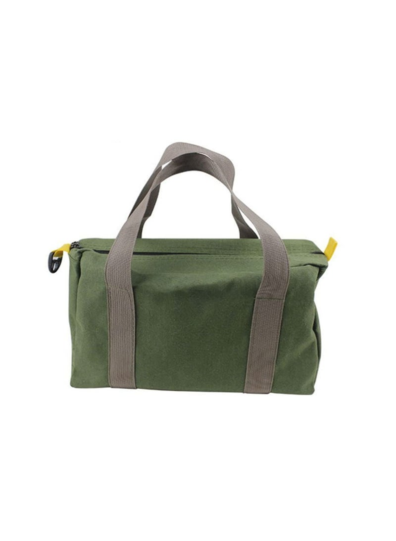 Canvas Tool Bag, 14 Inch Wide Mouth Heavy Duty Storage Bag with Large Capacity, Tote for Electricians, Power Organizer Pouch, Bags Men (Green)