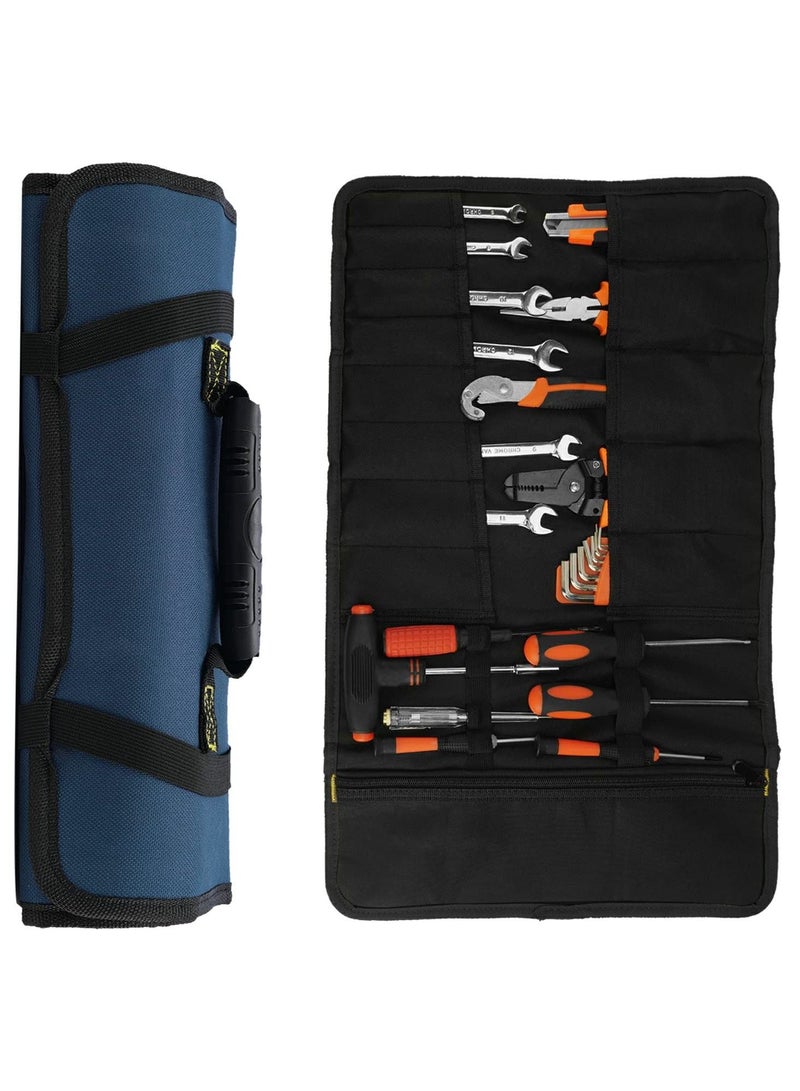 13 Pockets Tool Roll Wrench Roll Pouch, Tarp Wrench Roll Organizer, Portable Tool Pouch for Electrician, Plumber, Carpenter, or Mechanic