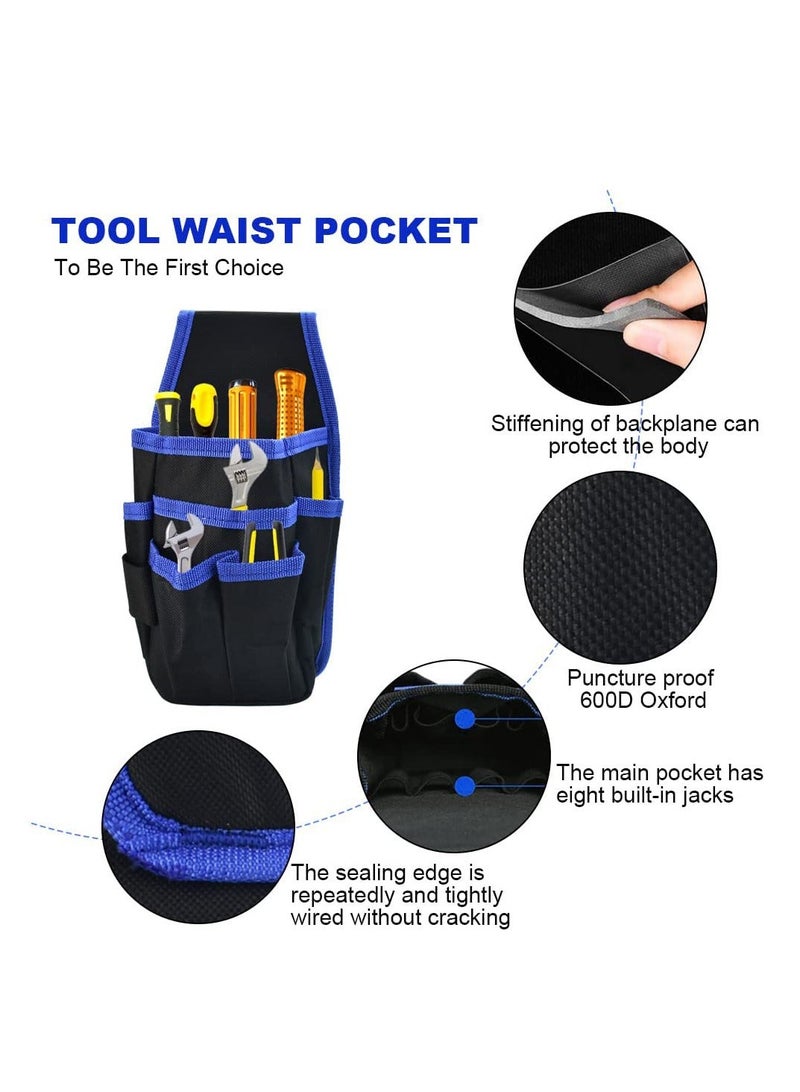 Waist Tool Bag Canvas Tool Pouch Tool Organiser Bag Small Pocket Tool Bag with Adjustable Nylon Belt for DIY Electricians Technician Carpenters Joiner Builders Black