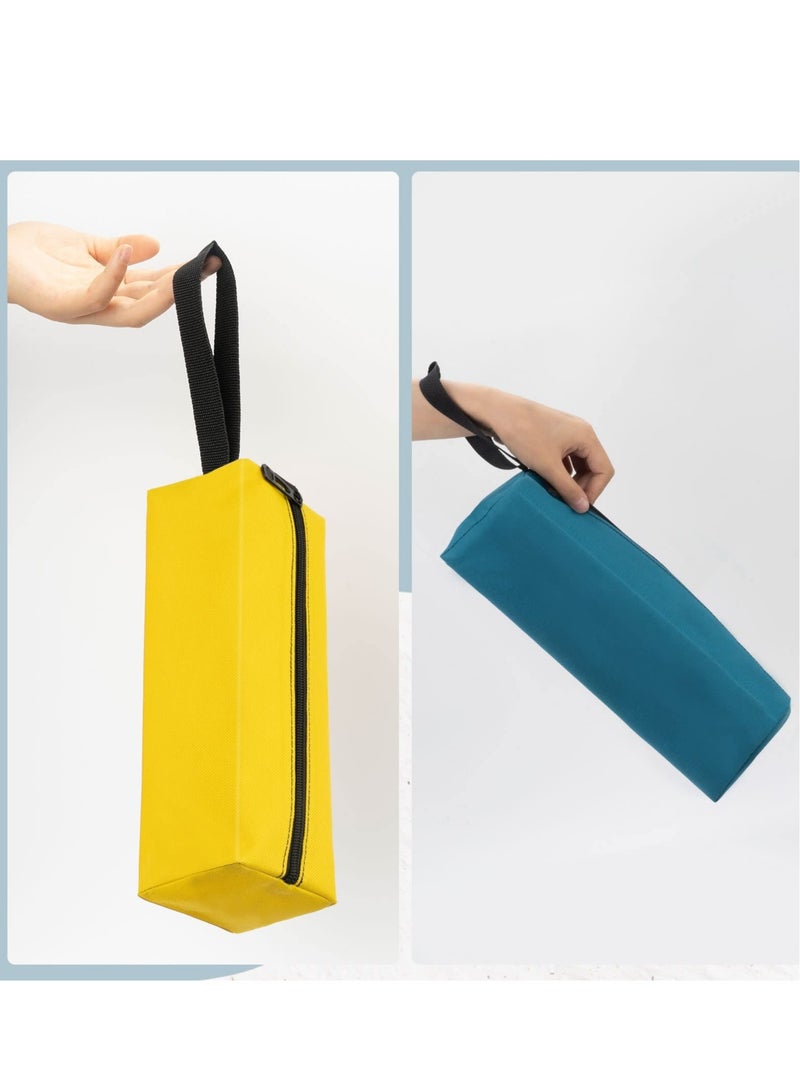 Multipurpose Zipper Tool Bag, 4 Pcs Canvas Zipper Bags, Heavy-Duty Tool pouch, Electrician tool pouch, Heavy Duty Tool Pouch Tote Bags Organize Storage (Army Green, Black, Cyan-blue, Yellow)