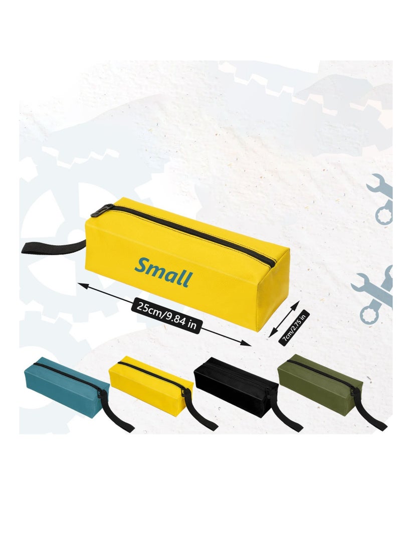 Multipurpose Zipper Tool Bag, 4 Pcs Canvas Zipper Bags, Heavy-Duty Tool pouch, Electrician tool pouch, Heavy Duty Tool Pouch Tote Bags Organize Storage (Army Green, Black, Cyan-blue, Yellow)