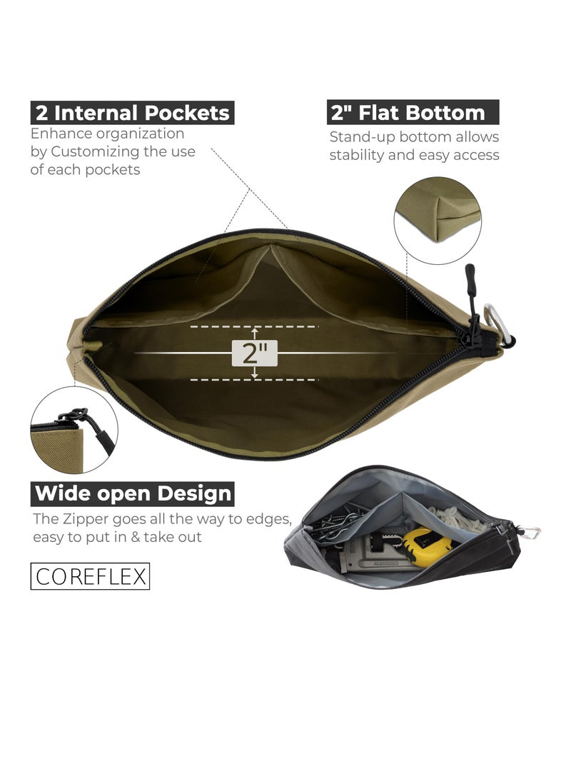 Premium Tool Pouch Zipper Bag with internal pockets, 12inch Tool Bag, Multipurpose Storage pouch, Flat Bottom with YKK Zipper for Tools, Gadgets, Cosmetics, Stationary,Travel accessary (3 Pack)