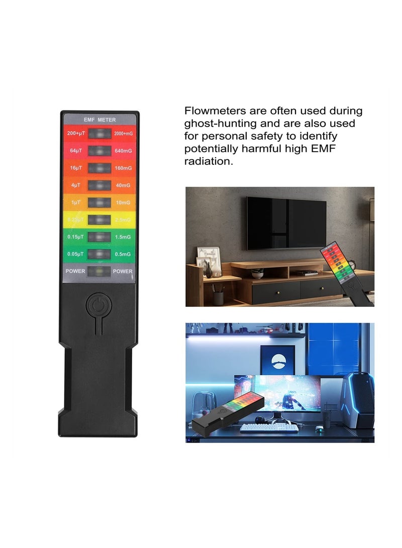 Radiation Tester, Portable Electromagnetics Field EMF Gauss Meter, Handheld EMF Meter Magnetic-Field Monitor, Home Environmental Electrical Electromagnetic Detector 9 LED Gauss Meter