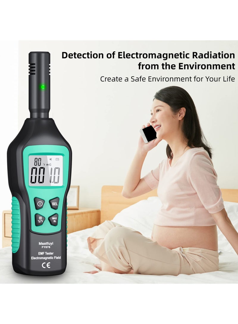 EMF Meter with Digital LCD, Electromagnetic Radiation Detector with Indicator Lights and Audible Alert, EMF Tester for Ghost Hunting, Home, Office, Outdoor Use