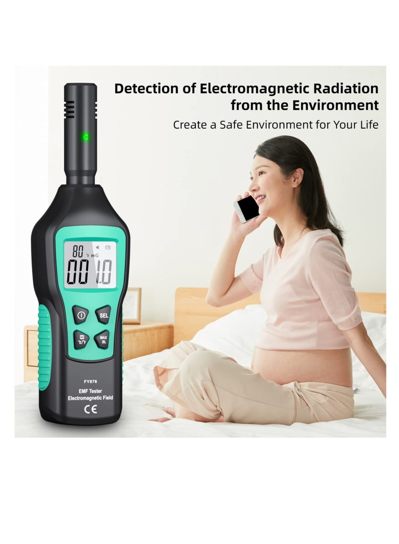 EMF Meter, Electromagnetic Radiation Detector, with Digital LCD EMF Detector and Indicator Lights, Ghost Hunting Equipment Radiation Detector, for Inspections Home, Office, Outdoor