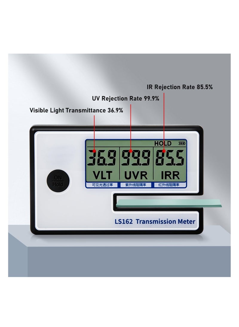 Portable Solar Tester Meter, Digital Window Tint Meter, Car Transmission Meter, Filmed Glass Tester, UV IR Rejection Meter, Spectrum Tester, IR 950nm UV 365nm VR 550nm LS162