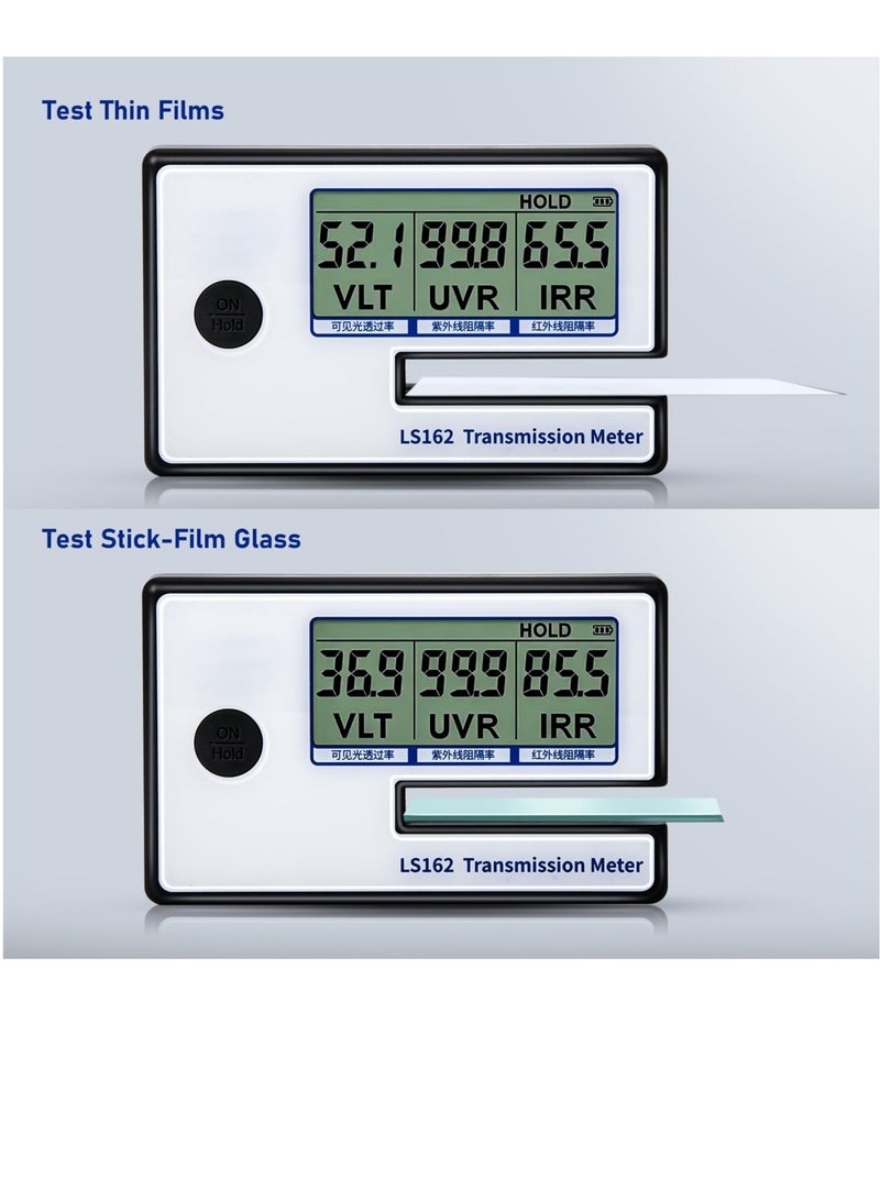 Portable Solar Tester Meter, Digital Window Tint Meter, Car Transmission Meter, Filmed Glass Tester, UV IR Rejection Meter, Spectrum Tester, IR 950nm UV 365nm VR 550nm LS162