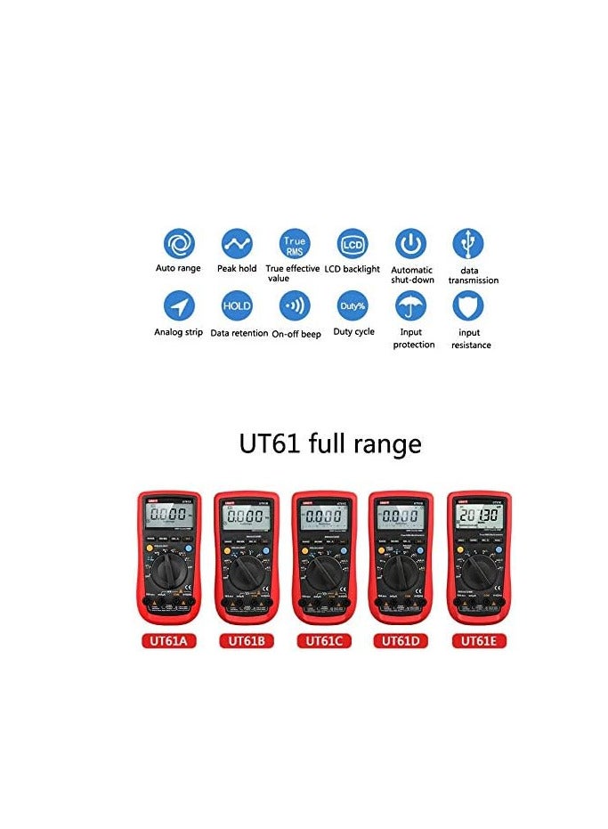 UNI-T Ut61E+ Digital Multimeter Professional Tester True Rms Auto Range Meter 220Mf Large Capacitance 22000 Digits Display