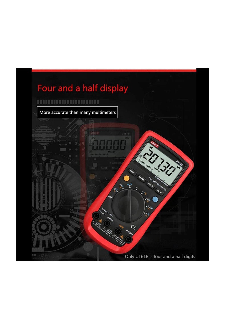 UNI-T Ut61E+ Digital Multimeter Professional Tester True Rms Auto Range Meter 220Mf Large Capacitance 22000 Digits Display