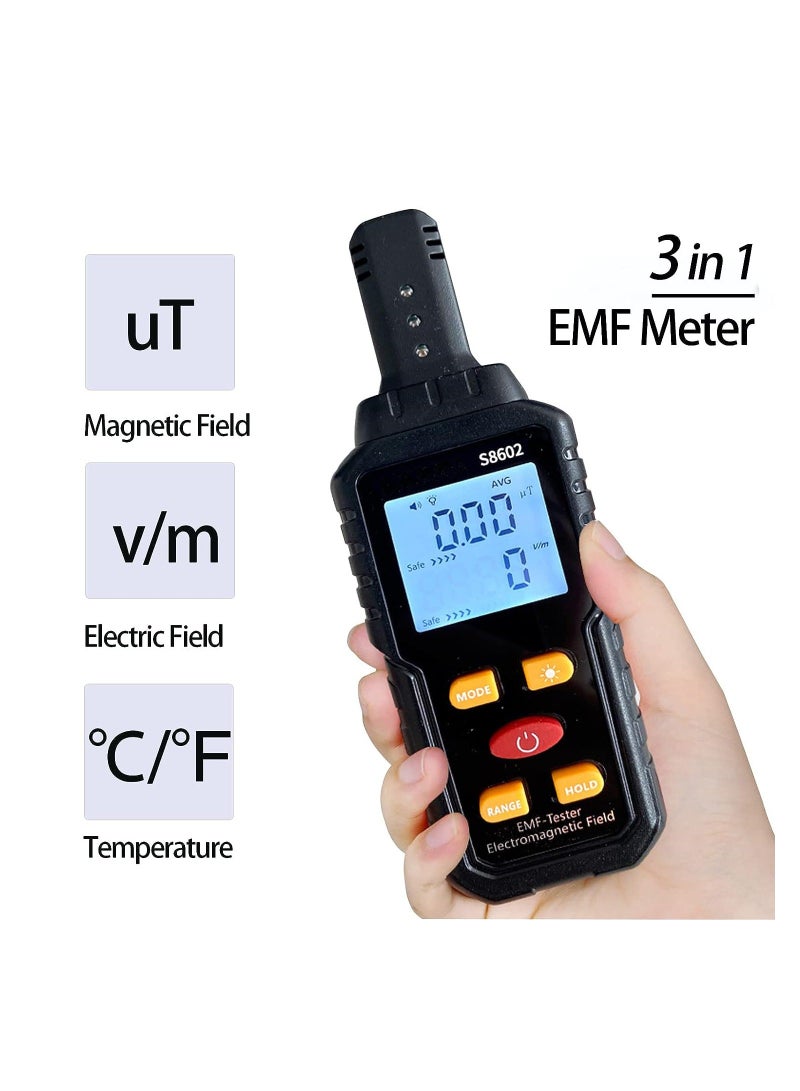 Emf Detector Tester, ,Electromagnetic Field Radiation Detector, Handheld Digital LCD EMF Reader Measure with Sound Light Alarm, Ghost Hunting Equipmetent