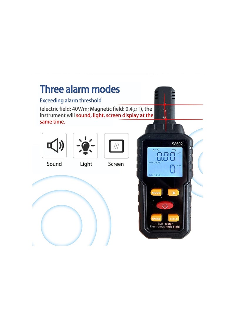 Emf Detector Tester, ,Electromagnetic Field Radiation Detector, Handheld Digital LCD EMF Reader Measure with Sound Light Alarm, Ghost Hunting Equipmetent