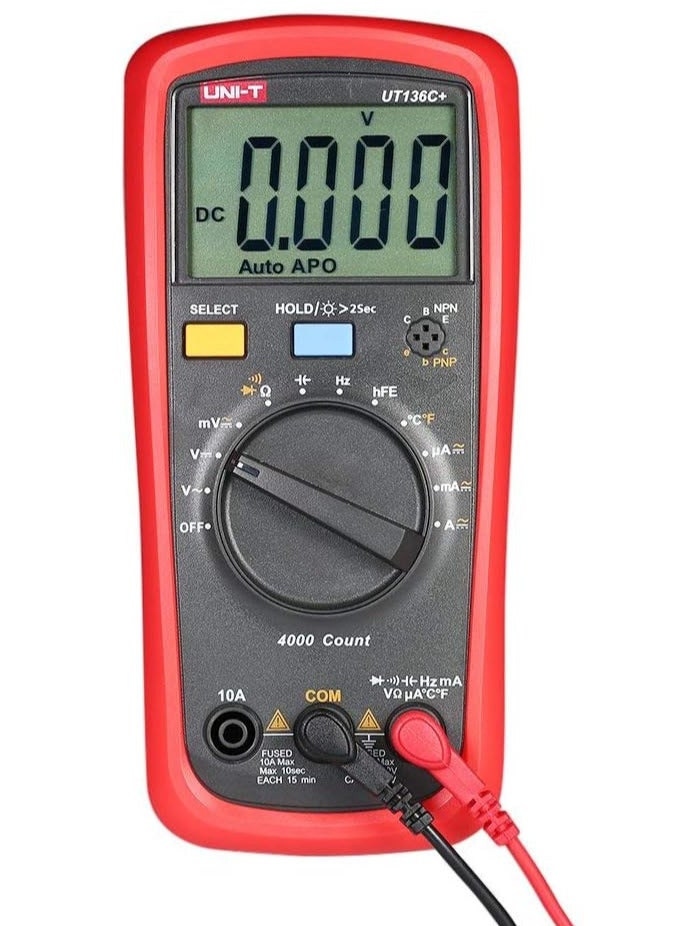 UNI-T UT136C+ 1000V Digital Multimeter Multimeter Tester AC DC Voltmeter Ammeter Ohm Capacitance HFE Diode/Transistor Tester