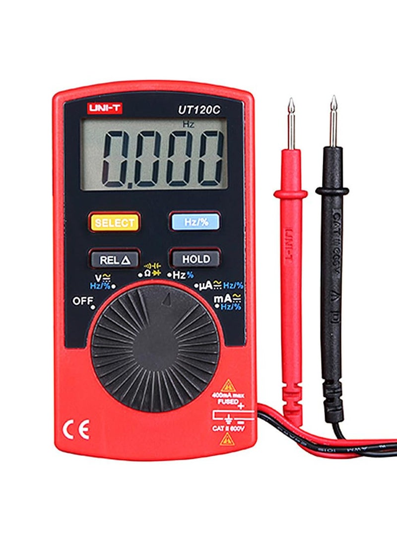 UNI-T UT120C Handheld Pocket-Size Digital Multimeter, Compact and Portable AC/DC Voltage, Current, Resistance, Capacitance, and Diode Tester for Everyday Use