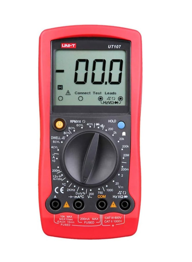 UNI-T UT107 Handheld Multimeter, Multi-Function Automotive and Electrical Tester with Voltage, Resistance, and Continuity Measurement