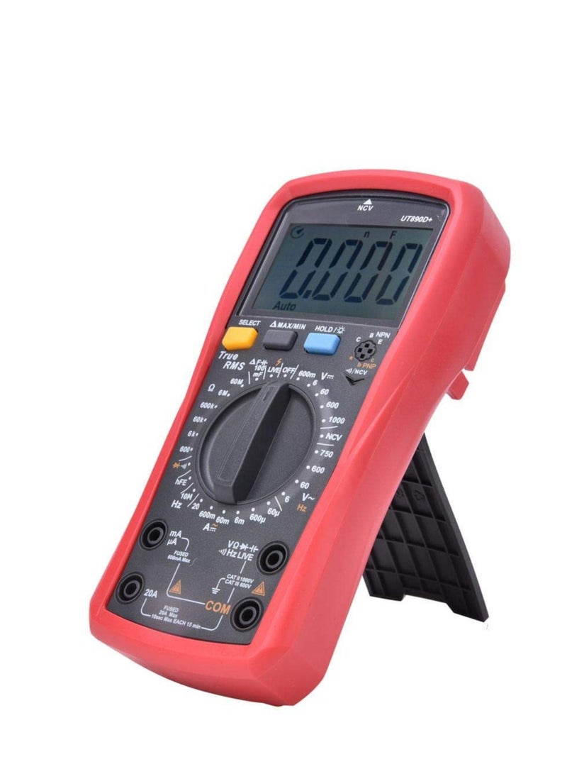 UNI-T UT890D+ Digital Multimeter, True RMS Multimeter with Large LCD, Measures Voltage, Current, Resistance, Capacitance, and Frequency