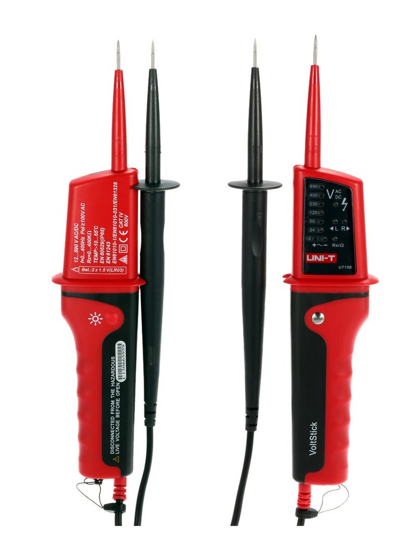 UNI-T UT15B AC/DC Voltage Tester, Professional Non-Contact Voltage Detector with LED Indicators and Continuity Check