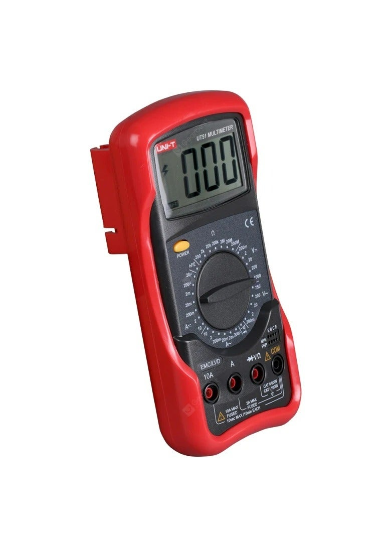 UNI-T UT51 Standard Digital Multimeter, High-Accuracy Tester for AC/DC Voltage, Current, Resistance, and Capacitance with Overload Protection