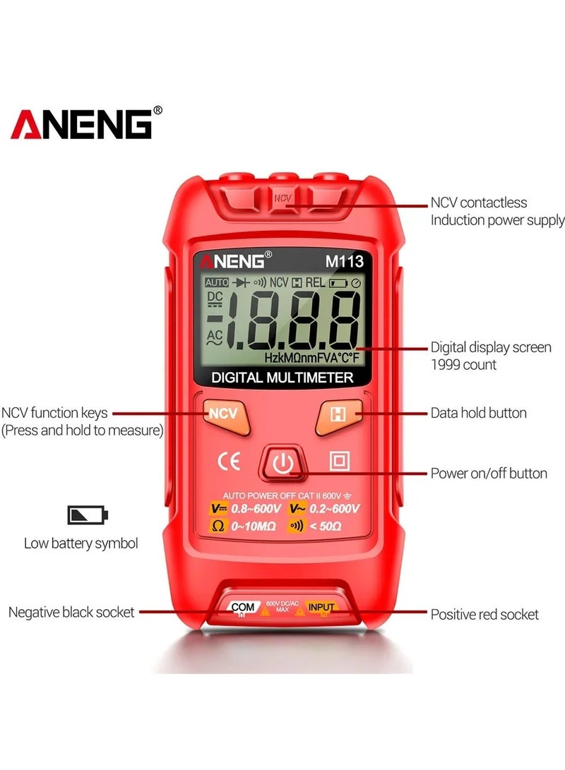 ANENG M113 Mini Digital Multimeter AC/DC Voltage Meter 1999 Counts Multimetro Ohm NCV Electricity Tools Measuring Instruments