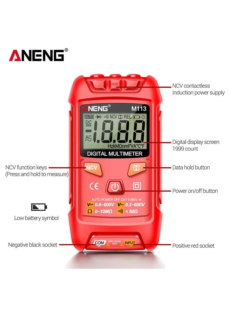 ANENG M113 Mini Digital Multimeter AC/DC Voltage Meter 1999 Counts Multimetro Ohm NCV Electricity Tools Measuring Instruments