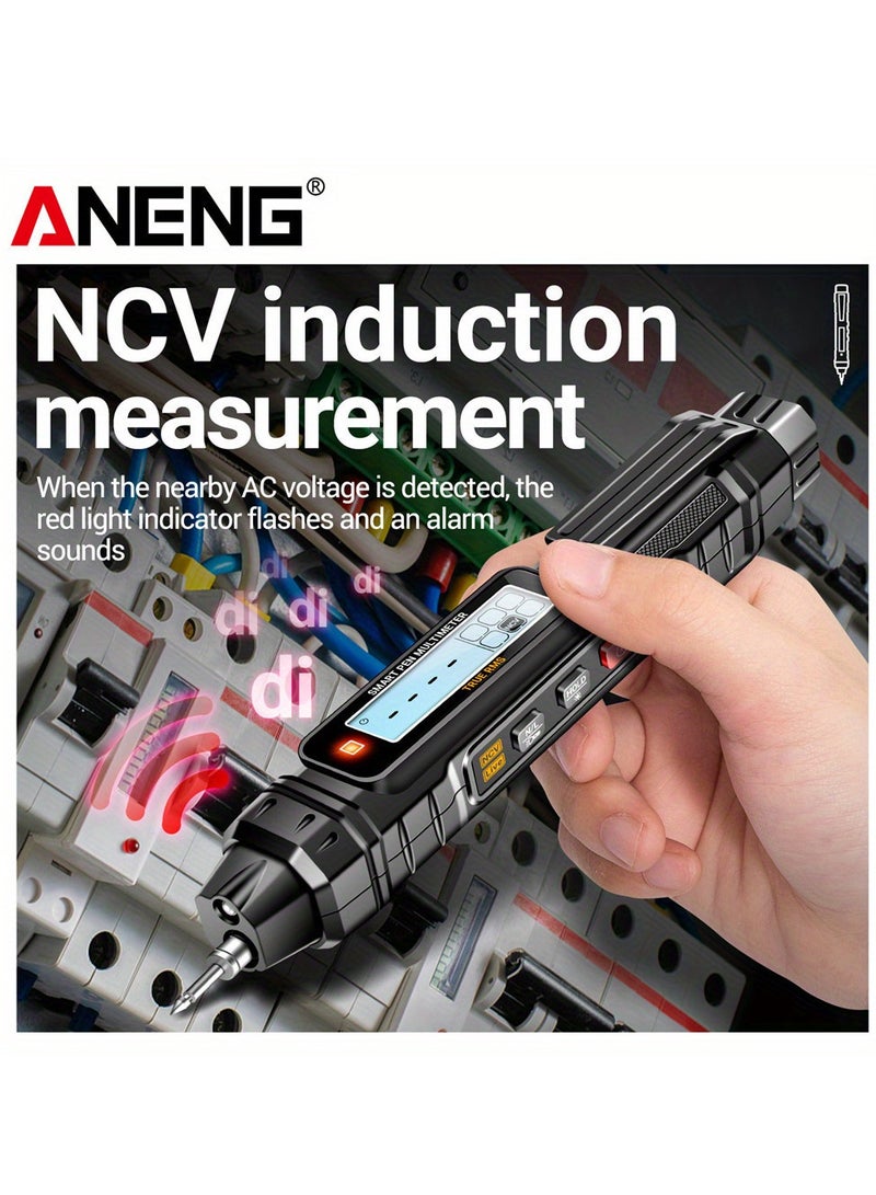 Aneng A3005 Digital Multimeter Pen, Battery-Powered, High Precision & Reliability, For Electricians - Measures Ac/Dc Voltage, Resistance, Continuity, With Lcd Display & Flashlight, Includes Manual