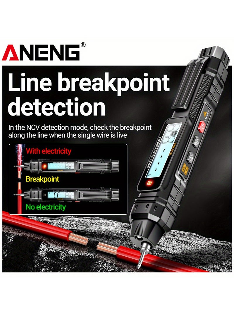 Aneng A3005 Digital Multimeter Pen, Battery-Powered, High Precision & Reliability, For Electricians - Measures Ac/Dc Voltage, Resistance, Continuity, With Lcd Display & Flashlight, Includes Manual