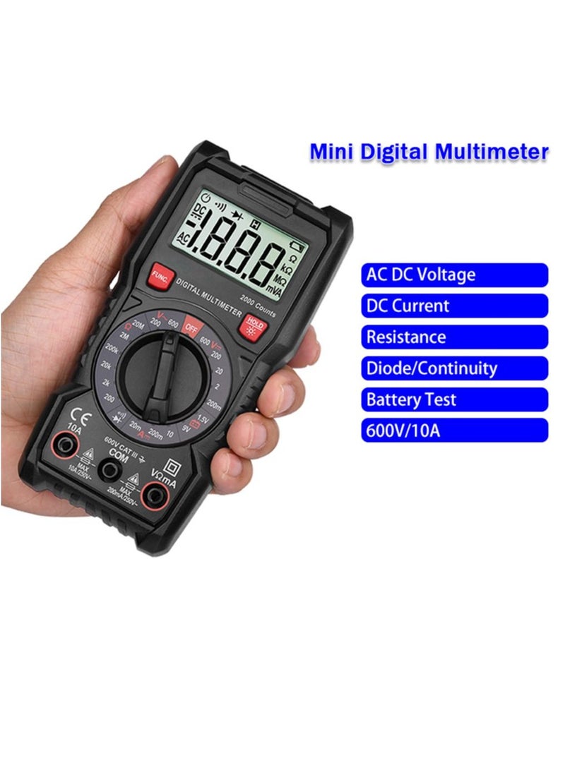 Digital Multimeter TRMS 2000 Counts Ohmmeter Manual-Ranging Fast Accurately Measures Voltage Current Resistance Diodes Battery