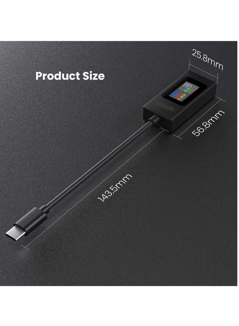 USB C Power Meter Testers, Type C Voltage and Current Tester Meter, USB C Voltage Current Voltmeter Amp Volt Ammeter Detector USB Cable Charger Indicator