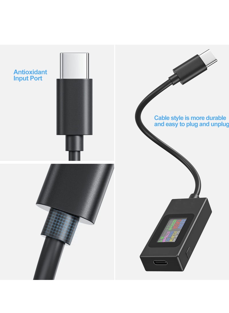 USB C Power Meter Testers, Type C Voltage and Current Tester Meter, USB C Voltage Current Voltmeter Amp Volt Ammeter Detector USB Cable Charger Indicator